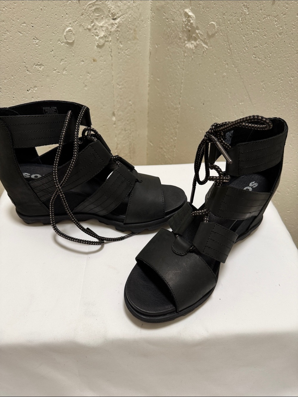 Sorel Black Lace-Up Gladiator Sandals
